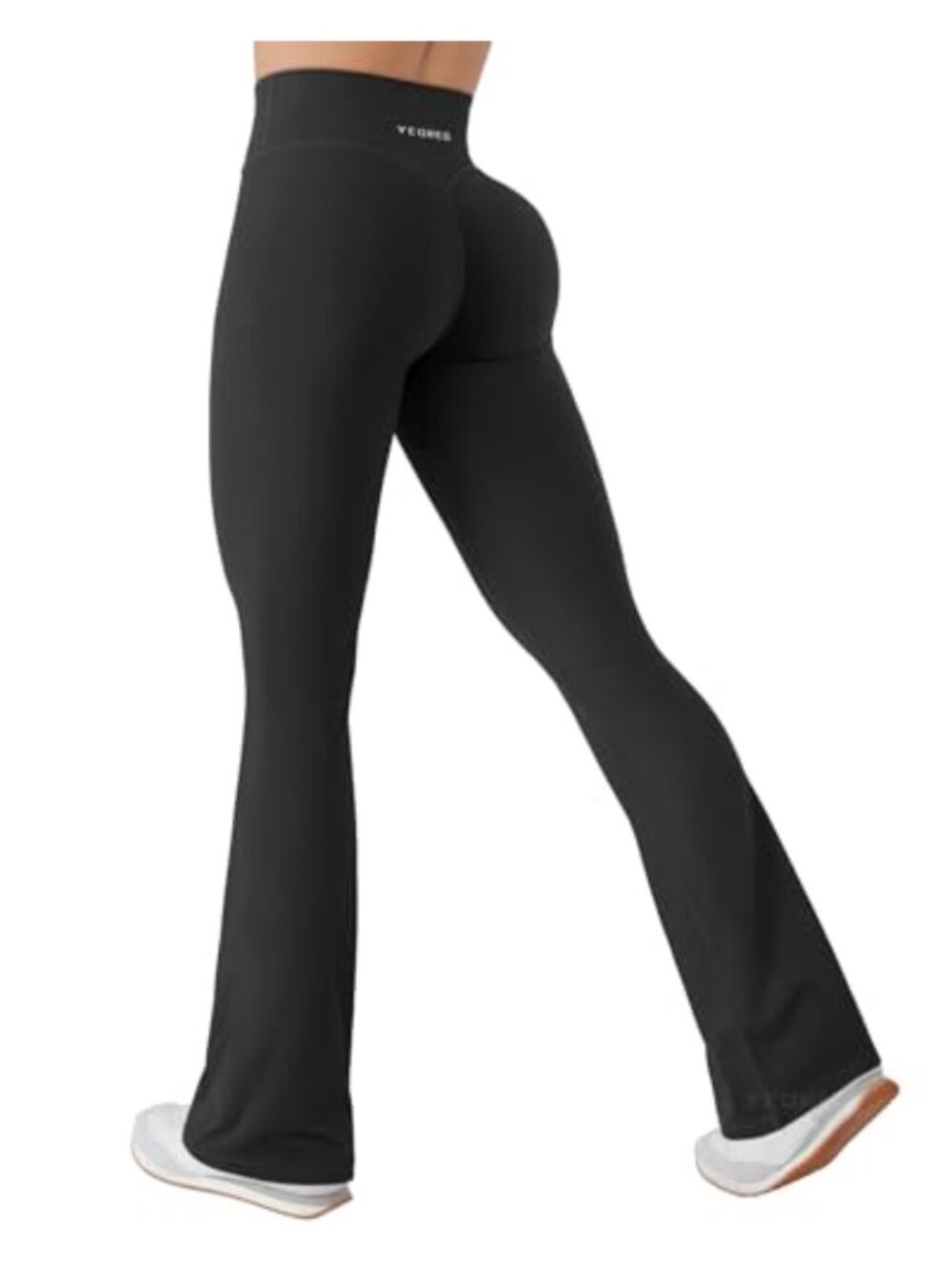 Butter Soft Nylon High Waisted Mini Flare Leggings Hidden Scrunch No Front Seam